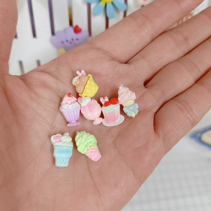 7pcs Mini Charm Miniature Ice Cream Dessert Resin Decoration Set Gift Kids Art Craft Diy Phone Casing Hairclip Keychain DC1260