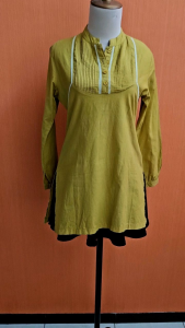 atasan tunik wanita kuning mustard ARCHIE cewek S M lengan panjang kerja kuliah