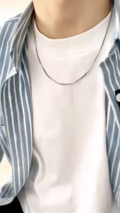 Kalung titaniun model belut pipih fashion wanita / pria