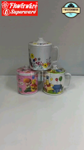 แก้วมีหูพร้อมฝาปิด 4นิ้ว 600ml./20.3oz. เมลามีนแท้เกรดเอ ยี่ห้อFlowerware CL2639-4