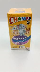 Champs Multivitamin plus Omega 3 Fruit Flavour 60s Chewable Tablets EXP 06/27