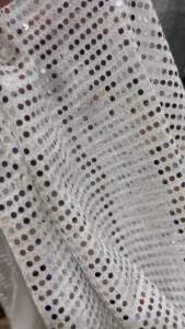 Vải thun kim sa màu trắng (khổ 1m55)co giãn 4 chiều mềm rũ may đầm váy dạ hội sự kiện đầm body