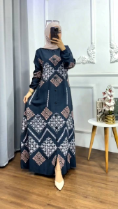 Gamis Batik Wanita Bahan Twill Tebal Halus Busui Gamis Wanita Terbaru Lebaran 2025 Ukuran M L XL XXL