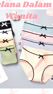 Celana Dalam Wanita Motif Pita List Polos Warna Pastel Bahan Adem Nyaman Muat BB 65kg