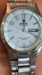 Đồng hồ nam nữ SCUDO SOLARMATE  đồng hồ năng lượng mặt trời hai lịch  đáy xoáy chống nước 100m  size nhỡ 355mm  dây thép không gỉ khóa thông minh sứt nhẹ kính