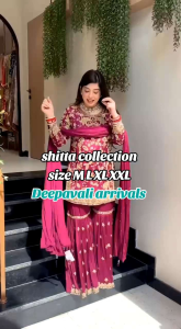 [PRE-ORDER] 2025 SEPT READYMADE GRAND WEDDING BOLLYWOOD SUIT WITH SHARARA PANT WITH EMBROIDERY SEQUINS WORK SIZE M TO 2XL ( DELIVERY 10 WORKING DAYS) ETA: 2025-12-30 | DEEPAVALI DRESS | BAJU DEEPAVALI| DIWALI ARRIVALS