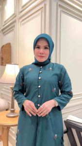 DkhayruStore - Set Baju Kurung Aleena Setelan Rok Baju Kurung Malay Bordir Sulam Motif Bunga Terbaru