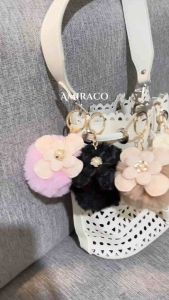AMIRACO Gantungan Pom Pom Flower Bag Charm