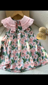 (17-29kg) Váy tiểu thư xinh cho bé gái chất lụa thô mềm mát thấm hút mồ hôi