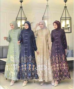 Gamis Armany Silk Premium Motif Karmila Ellegan Mewah Bisa COD Terbaru Busui Kondangan
