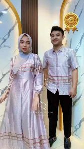 Saffara.queen - Baju Couple Keluarga Pasangan Premium Motif Amena Best Seller Kemeja Gamis