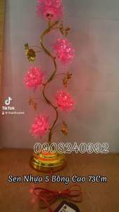 Đèn thờ led hoa sen 5 bông 75cm ( Cặp )