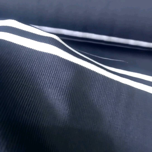 Kain rib jaket warna navy polos dan garis rib polyester tebal premium