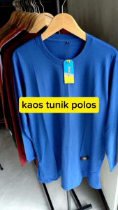 Atasan Wanita Kaos Tunik Biru benhur / Kaos tunik polos dewasa Lengan panjang / Kaos atasan / Tunik