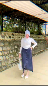 ROK JEANS PANJANG TERBARU KANCING DEPAN PUTIH MOCCA SNOW HITAM SNOW BLUE DENIM CEWEK DEWASA