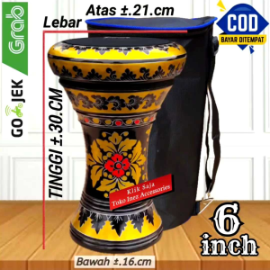 Dumbuk Atau Darbuka Kayu Mini 6 inch Hitam Gold  Power beat Hitam
