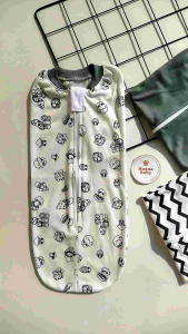 Husna Baby - 3 Pcs Bedong Instan Resleting Bayi Baru Lahir Seri Abu Abu