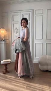 Peaceeveninggown : Poppy dress พร้อมส่ง ฟรีไซส์ เดรสไปงานแต่ง ชุดไปงาน เดรสแขนสั้น เดรสยาว ชุดไปงานแต่งงาน เดรสคนท้อง