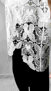 3194 CNY Malviva Asymmetric Lace Top Baju Rajut Atasan Jala