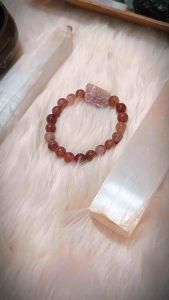 Natural Strawberry Quartz Raw Stone Bracelet