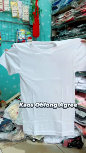Kaos Oblong Pria Agree SA 006 Putih Hitam Abu Polos | T-Shirt Cowok Bahan Katun Kerah Bulat