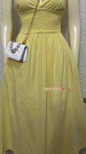 Mia Maxi Dress - Halter Neck Sleeveless Plain Design Available in Olive Pink and Yellow Summer Fashion