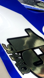 Decal Tebal Yamaha YZ nomor Warna Biru Nomor Gold