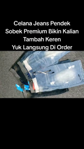 NR Outfit Celana Sobek Pinggang Karet Jeans Ripped Pendek Pria Denim Sobeksobek Cowok Big Size 27-38