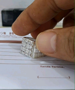 Cincin Pria Perak Asli Mata Sembilan Tempahan Pakai Surat Bisa Di Jual Lagi Anti Karat dan Tidak Luntur