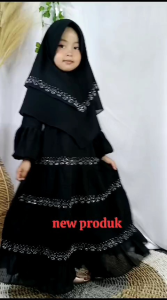 GAMIS ANAK UKURAN TANGGUNG SET HIJAB MIX SWAROVSKI BAHAN CRICLE AIRFLLOW X SERUTI BABYDOLL