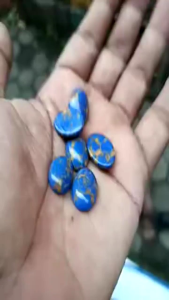 Batu Akik Pirus Mesir Biru Tua Urat Mas 18x13 mm