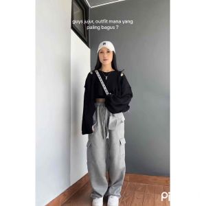 PARIROO JOOLY UP CARGO SWEATPANT CELANA SAKU BANYAK POTONGAN LONGGAR / CELANA PANJANG CARGO POLOS WANITA BAHAN PREMIUM FLEECE MODEL TERBARU 2023 / CELANA WANITA SEHARI HARI KOREAN STYLE / CELANA REMAJA CEWEK KEKINIAN / CELANA PANJANG ANAK PEREMPUAN