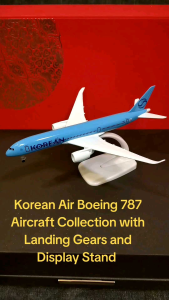 Korean Air B787 Diecast Airplane with Landing Gears and Stand for Dispaly Aircraft Collectibles 8 inches