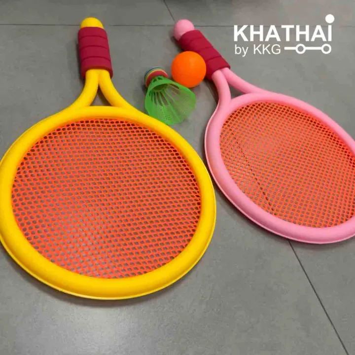 Ot Kids Racket Children Racket Set ไม้แบตเด็ก 1 คู่ พร้อมลูก 2 แบบ ลูกเทสนิส และลูกแบต ...