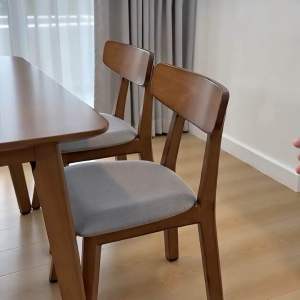 EWJ 2860 Dining Set 1+4+Bench / Walnut & White Wash / Set Makan 1+4+bench Murah Cantik Morden Meja Makan