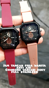 JAM TANGAN PRIA WANITA ANTI AIR CHORONO VARIASI BODY STAINLESS TALI RUBBER