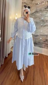 MIDI DRESS KATUN ZARA MIX BRUKAT DAN RAYON PREMIUM