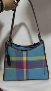 Preloved authentic vintage 90s Lauren plaid canvas shoulder bag