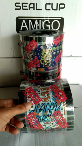 Plastik Lid Cup/Sealer Cup Motif Happy Drink 2000cup(Amigo)