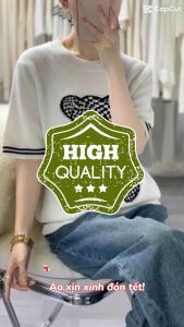 Áo Dệt Kim Tay Ngắn Mềm Mại In Họa Tiết Gấu Thời Trang