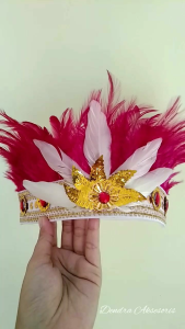 Topi Bulu Dayak Merah / topi karnaval dan tari best seller