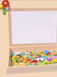 Bảng ghép hình nam châm 2 mặt đen trắng. Bảng ghép hình tranh nam châm nhiều chi tiết Montessori