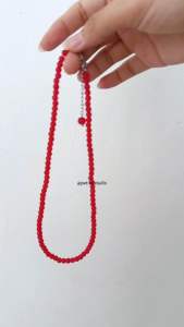 Vòng cổ hạt thuỷ tinh đỏ dáng ngắn KHÔNG GỈ dây chuyền phong cách hàn quốc