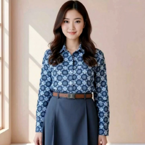 Baju Seragam SMA Bunga Matahari Dongker Lengan Panjang dan Lengan Pendek