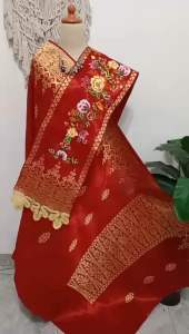 Songket Silungkang Merah Cabe Full Kristal Premium Basulam
