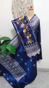 Songket silungkang full kristal premium biru elektrik basulam