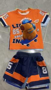 10-42kg bộ labubu -capypara bé trai tay ngắn quần đùi thun lạnh ann’skid loại 1 mềm mịn co giãn