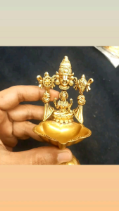 Brass Tirupati Balaji Laxmi Diya Maa Goddess Lakshmi small 3D effect diya for home decor and religious decoration.