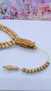 Tasbih Kayu Kemuning Gading Kepala Ukir Naga A526