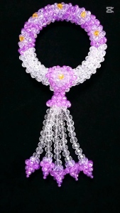 พวงมาลัยคริสตัลสีม่วงเม็ด8มิลเส้นผ่านศูนย์กลาง7.5ซม